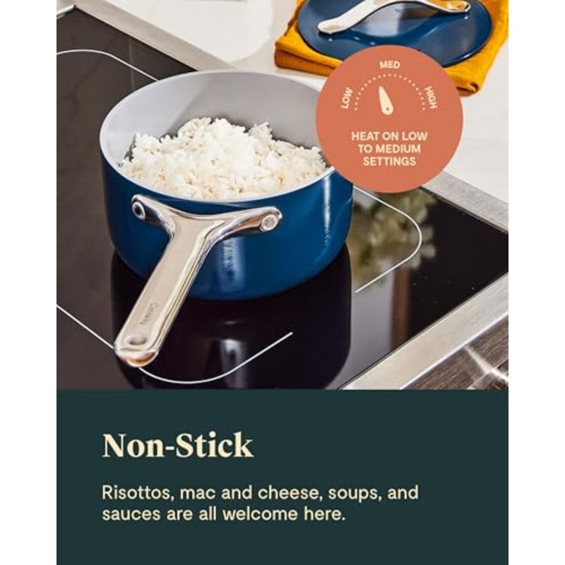 Nonstick Ceramic Sauce Pan with Lid 3 qt for cooking sauces and soups, ceramic material, cream color, non toxic PTFE PFOA free - Image 5