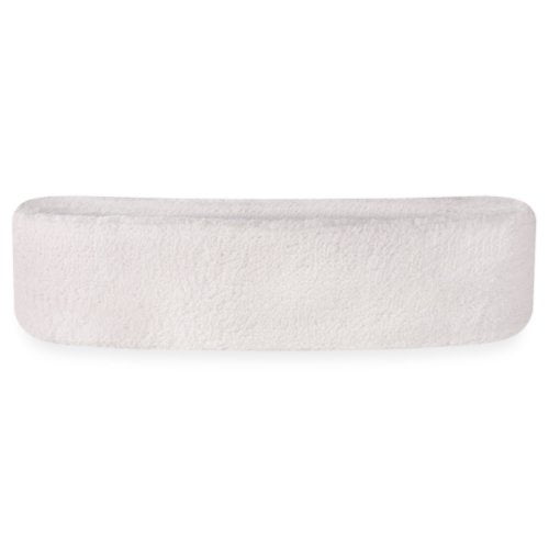 Suddora Head Sweatbands - Athletic Cotton Terry Cloth Headbands for Sports (White) - Image 1