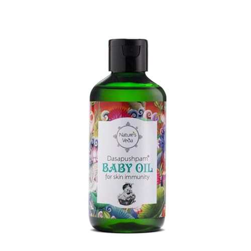 Nature's Veda Ayurvedic Dasapushpam Baby Massage Oil - 200ml | Virgin Coconut Oil for Newborns | Nourishes, Protects & Strengthens Skin | Natural, Non-Sticky, Chemical-Free Formula - Image 1