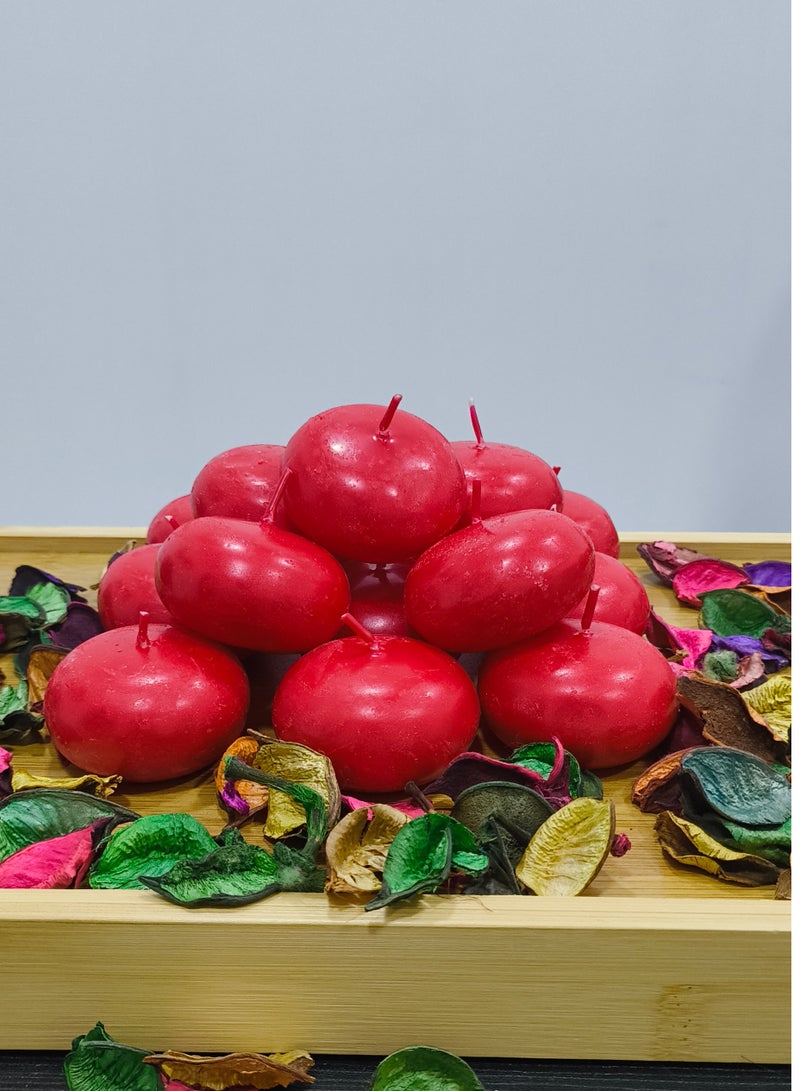 Red Floating Candles – Pack of 20 | Elegant Décor for Events, Spa & Home Ambience - Image 1