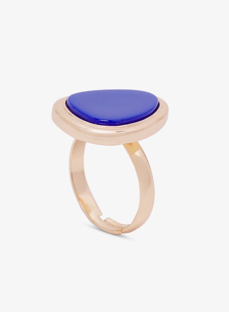 Ella Limited Edition Chunky Jewel Embellished Gold Detail Ring - Image 3
