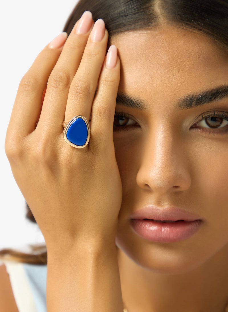 Ella Limited Edition Chunky Jewel Embellished Gold Detail Ring - Image 1
