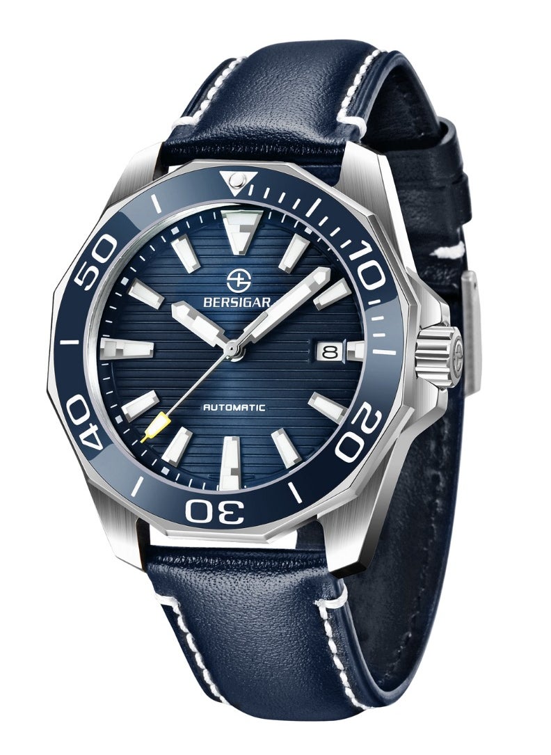 BERSIGAR - Bersigar BG-1668 Time craft Stainless Steel Leather Strap Mechanical Watch - Image 1
