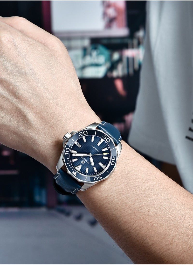 BERSIGAR - Bersigar BG-1668 Time craft Stainless Steel Leather Strap Mechanical Watch - Image 1