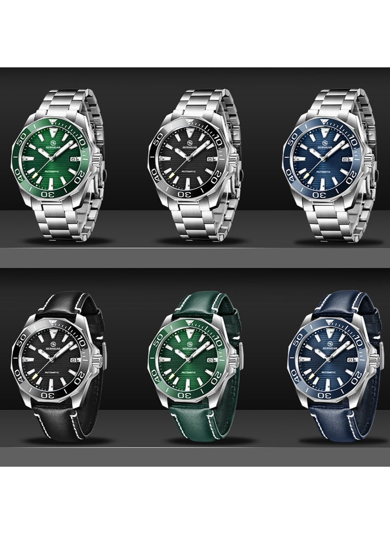BERSIGAR - Bersigar BG-1668 Time craft Stainless Steel Leather Strap Mechanical Watch - Image 1