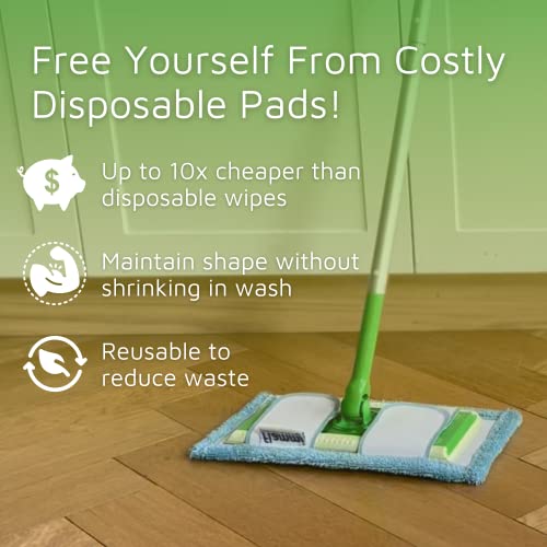 F Flammi Reusable Mop Pad for Swiffer Sweeper Mop, 12.5'' Microfiber Mop Pad Refill Washable for Hard Floor Baseboard Cleaning, Wet/Dry Cleaning Pad, 4 Pack - Image 3