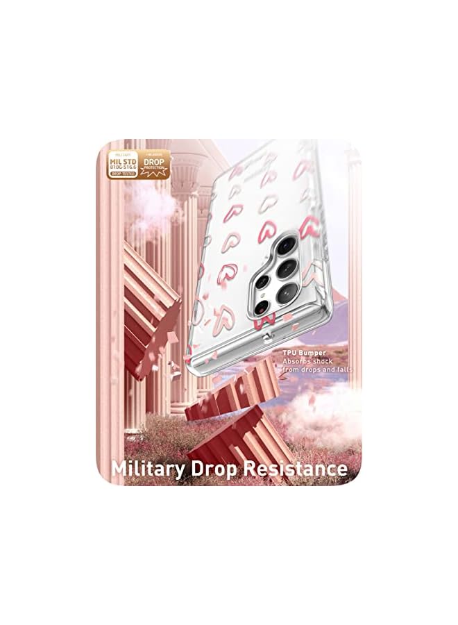 I-blason Cosmo Series for Samsung Galaxy S23 Ultra Case 6.8" (2023 Release), [Fingerprint ID Compatible] Slim Full-Body Stylish Protective Case with Built-in Screen Protector (Love Heart) - Image 2