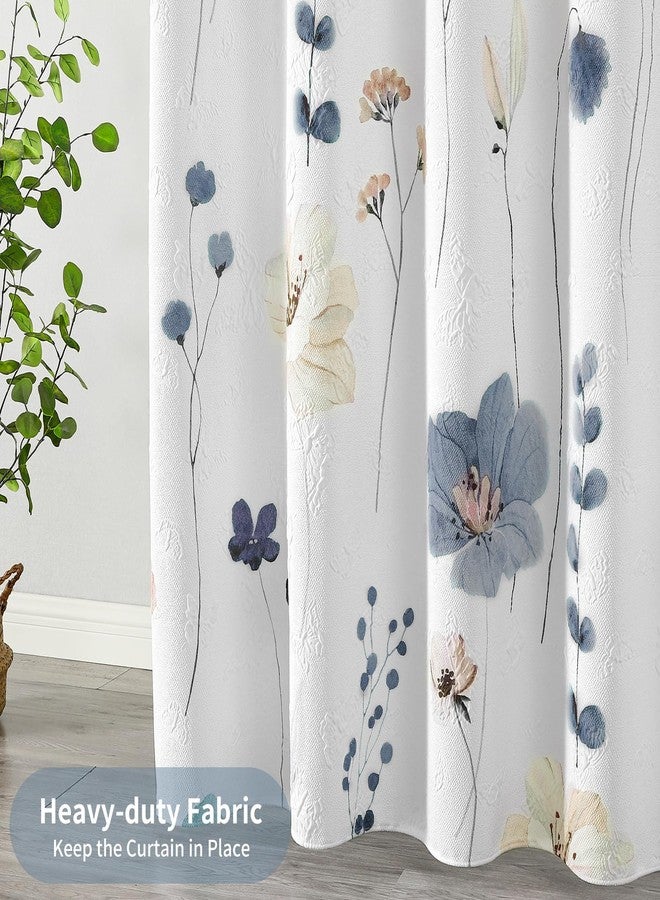 QiyI Watercolor Floral Shower Curtain, 3D Embossed Butterflies Grey Beige Flower Bathroom Curtains, Minimalist White Cloth Bath Curtain, Waterproof Fabric Textured Shower Curtain Set with Hooks, 72x72 - Image 3