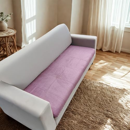 Homerz Premium 7 Seater (3+2+2) Velvet Sofa Cover Panel, Soft and Velvety Fabric, Vibrant Colours (Onion, 7 (3+2+2) Seater) - Image 5