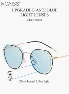 roaiss Blue Light Blocking Sunglasses Anti UV and Glare Blue Light Filter Computer Glasses Round Color Changing Anti Eyestrain Headache Eyewear for Men Women Black Gold  - Image 4