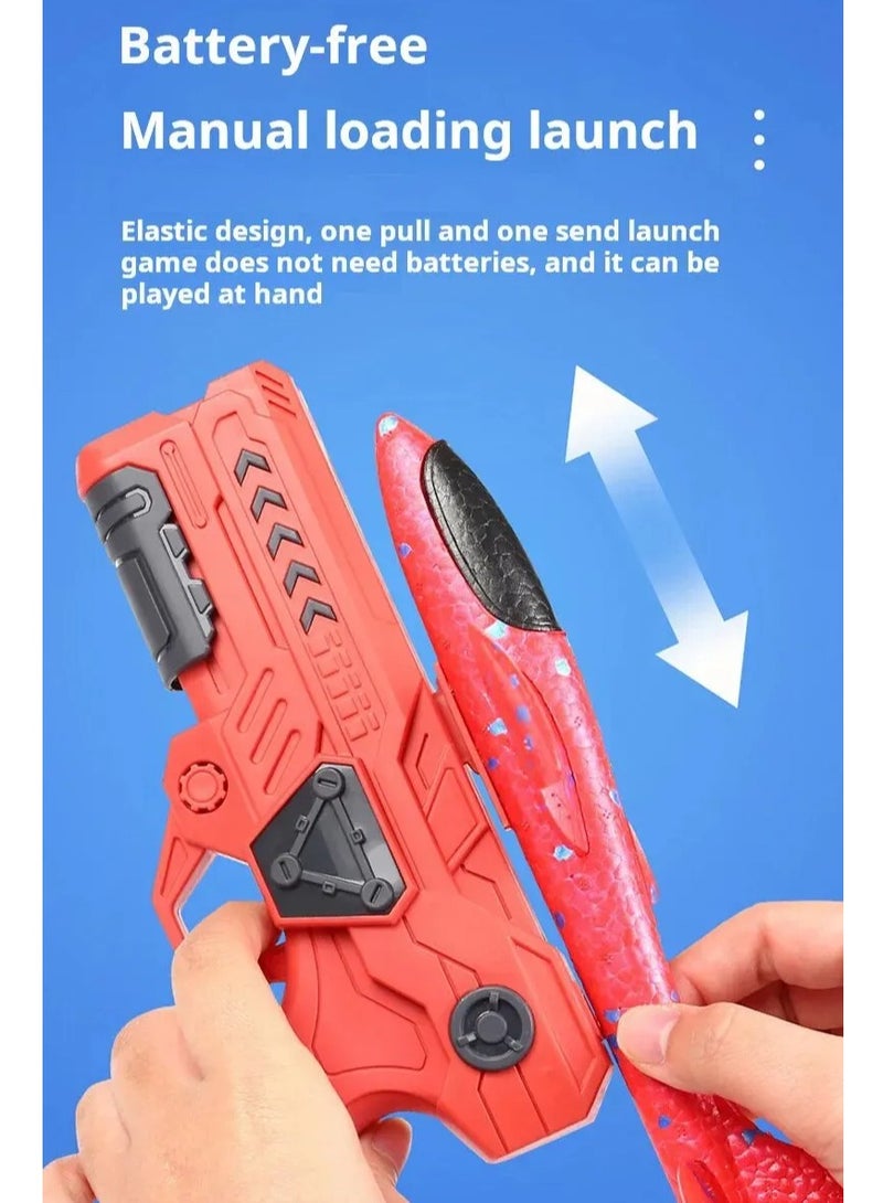AROAQ Foam Airplanes For Kids, Strong And Durable One Click Ejection Model Foam Airplane, Manuel Catapult Plane Foam Throwing Glider Toy, Airplane Launcher Toy For Boys And Girls, (Red Gun Random) - Image 3