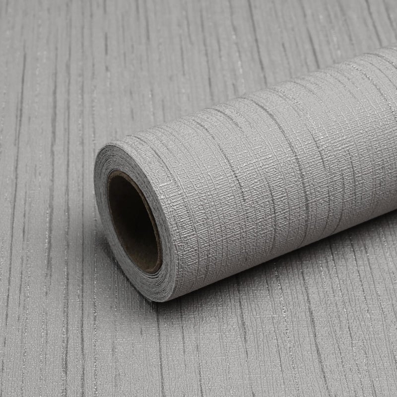 Qianglive Grey Grasscloth Wallpaper Peel and Stick Wallpaper Texture Contact Paper 15.7"x120" Vintage Removable Waterproof Wall Paper for Room Walls Cabinets Furniture Drawers Desk - Image 1