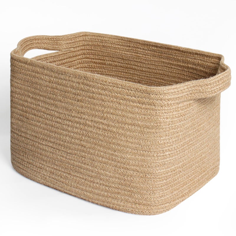 MEGASKET Wicker Basket for Storage 15x11x9 Woven Basket with Handle Rectangular Cute Storage Bin for Books Shoes Clothes Towels Decorative Gift Bin Empty Stuffed Animal Organizer Home Decor - Image 2