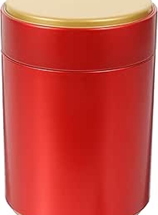 Red Tinplate Tea Canister With Airtight Lid Multipurpose Kitchen Pantry Storage Container - Image 1