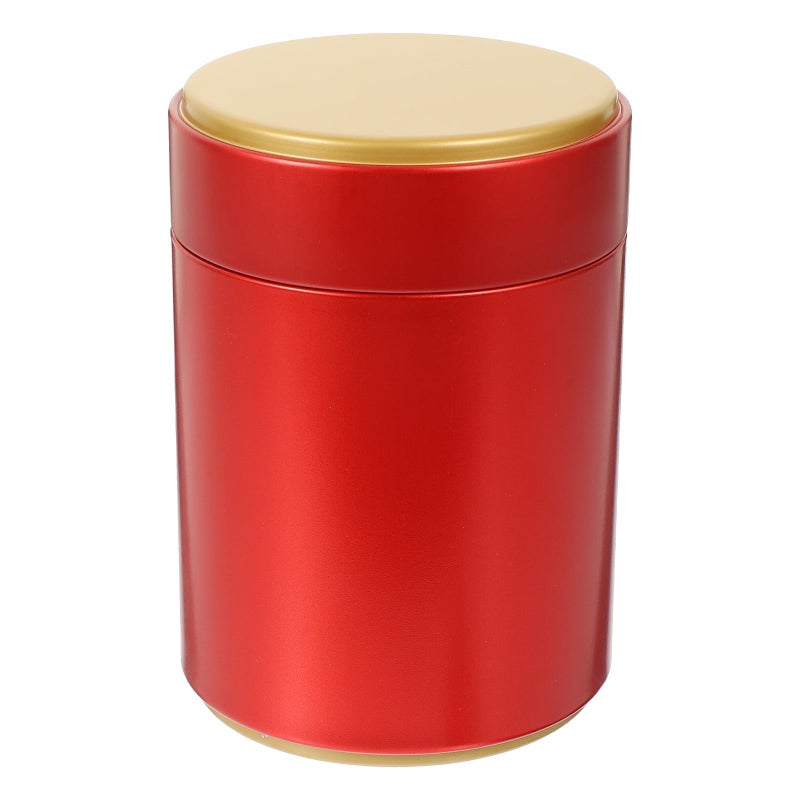Red Tinplate Tea Canister With Airtight Lid Multipurpose Kitchen Pantry Storage Container - Image 2