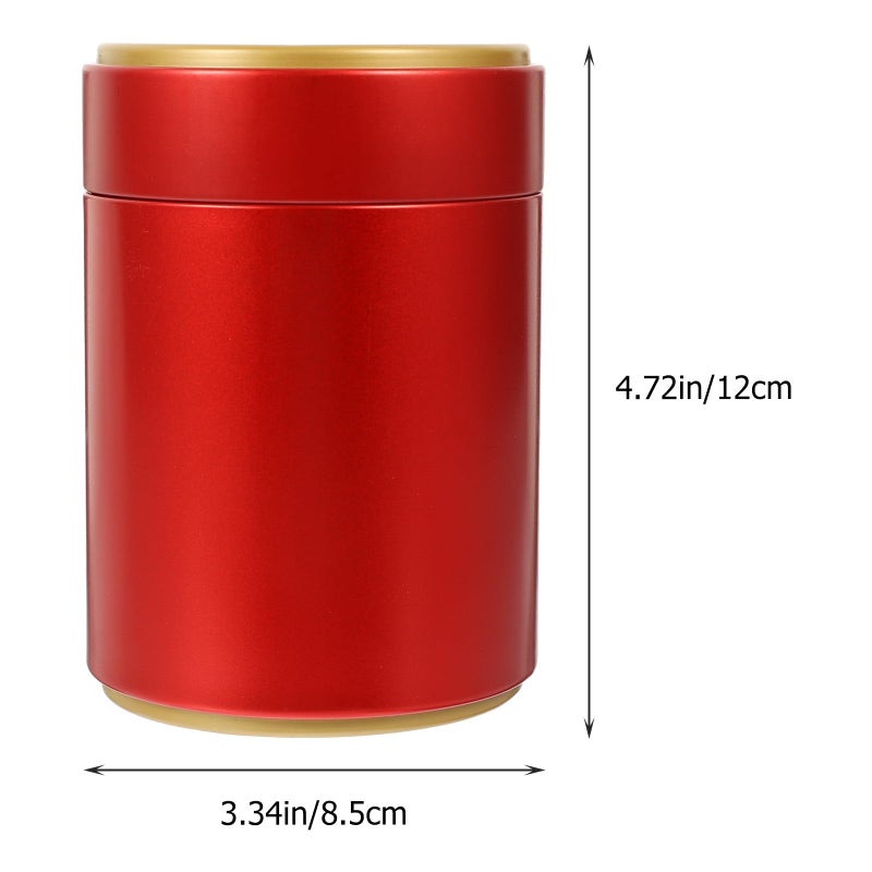 Red Tinplate Tea Canister With Airtight Lid Multipurpose Kitchen Pantry Storage Container - Image 3