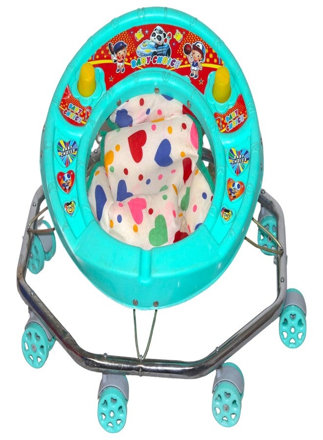 EVOSHINE 8 Bend Baby Walker | Heavy-Duty Plastic Frame | Comfortable Cushion Seat | 360° Rotating Wheels | Safe & Durable Walking Support for 6-18 Months (Grey) - Image 4