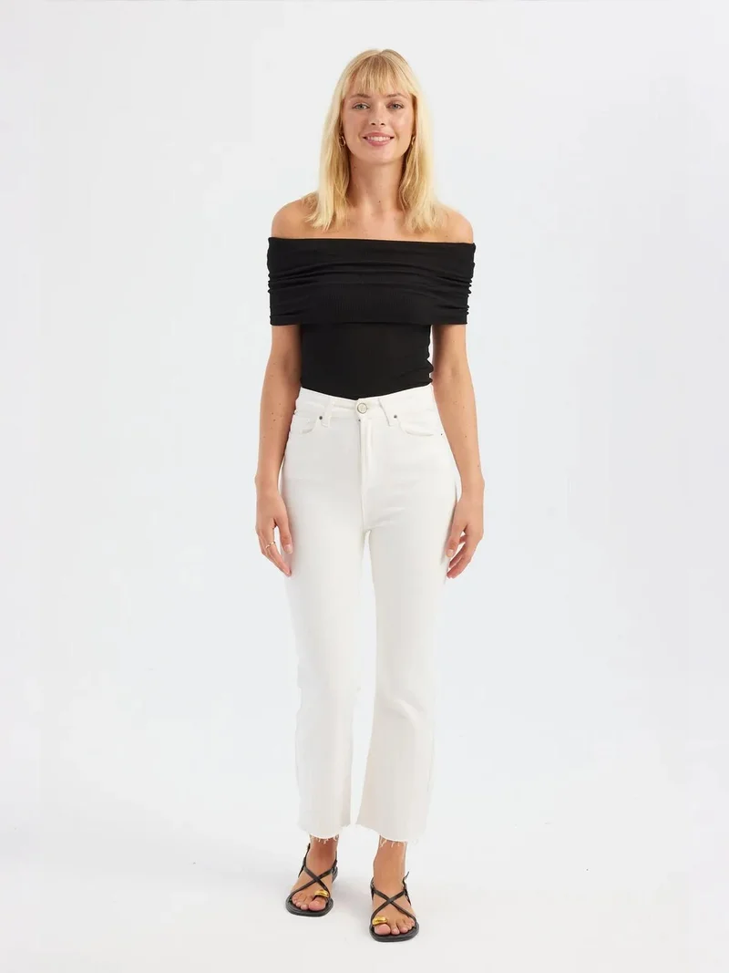 HICCUP Solid Off Shoulder Top
