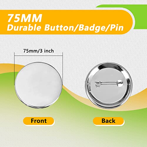 UPISON Button Maker Machine 75mm with Badge Pin Supplie Kit, 3-inch Pins Press Buttons Making with Blank Round Button Parts Metal Pin Back & Picture Paper & Plastic Mylar & Cutter, for DIY Keepsake Gift - Image 3