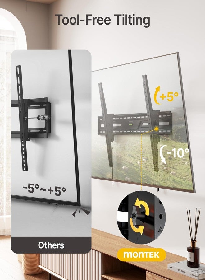 monTEK Heavy Duty Tilting TV Wall Mount for 50-100 Inch Large TVs Holds up to 220 lbs, 4X Safety Tested, 15° Tilt for Glare Reduction, Fits 16"/18"/24" Wood Studs & Concrete, Max VESA 900x600mm - Image 4