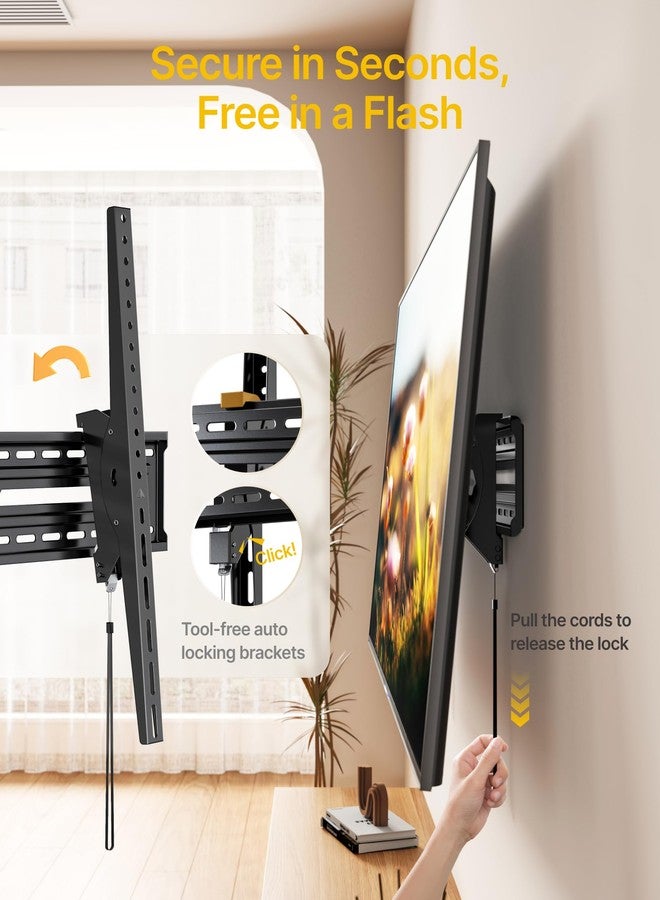 monTEK Heavy Duty Tilting TV Wall Mount for 50-100 Inch Large TVs Holds up to 220 lbs, 4X Safety Tested, 15° Tilt for Glare Reduction, Fits 16"/18"/24" Wood Studs & Concrete, Max VESA 900x600mm - Image 3