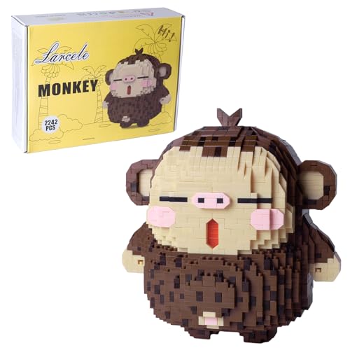 Larcele Animal Series Micro Building Blocks Animal Set DIY Mini 3D Building Toy Bricks2242 Pieces KLJM07 Monkey - Image 1