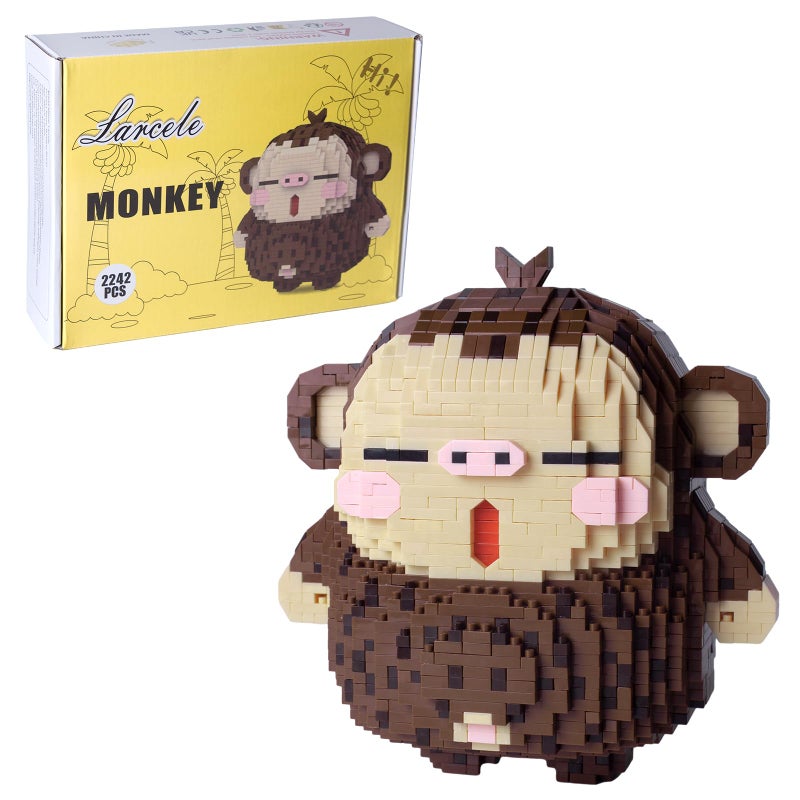 Larcele Animal Series Micro Building Blocks Animal Set DIY Mini 3D Building Toy Bricks2242 Pieces KLJM07 Monkey - Image 2
