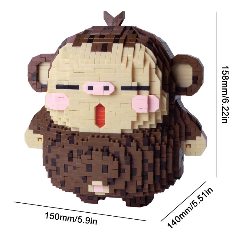 Larcele Animal Series Micro Building Blocks Animal Set DIY Mini 3D Building Toy Bricks2242 Pieces KLJM07 Monkey - Image 3