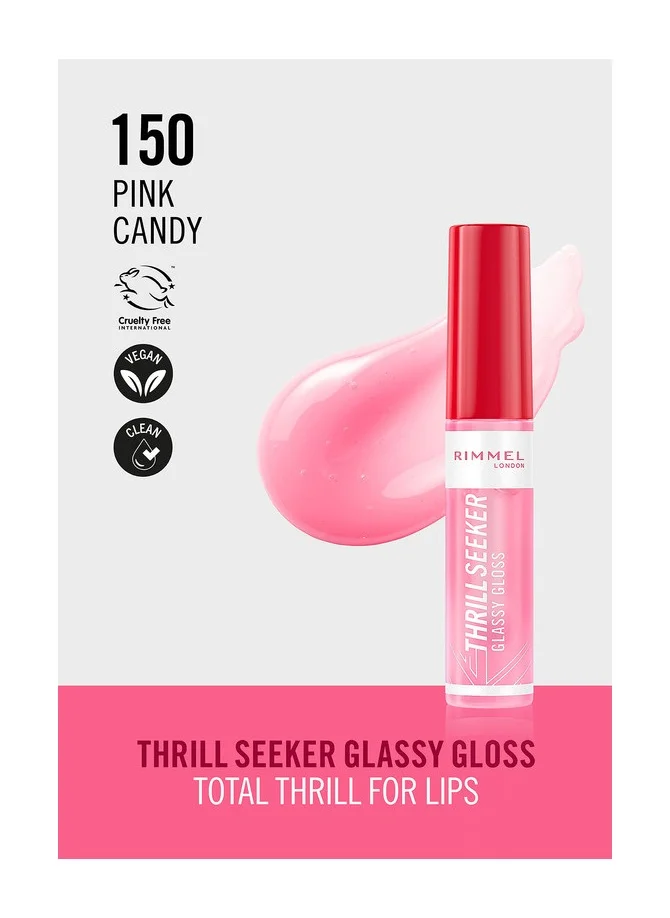 RIMMEL LONDON Thrill Seeker Glassy Gloss Lip Gloss - 150 - Pink Candy, 10ml