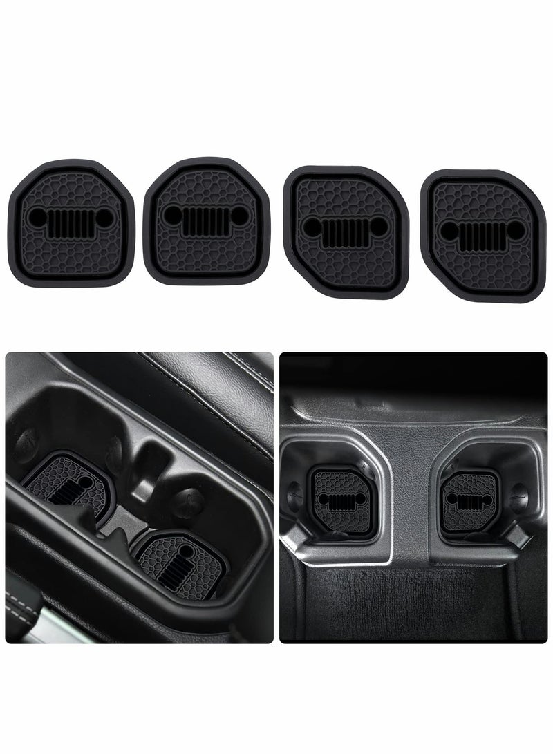 Universal Auto Cup Holder Coaster for Jeep Wrangler JL/JLU & Gladiator JT (2018-2022) - 4PCS Black Interior Mat Pad - Image 1