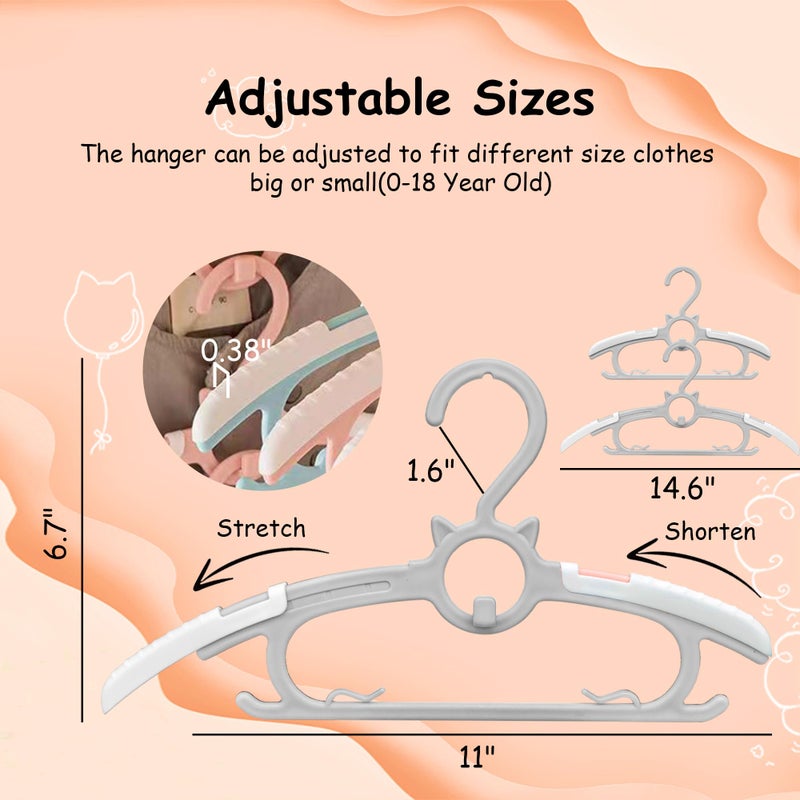 Funamily Baby Hangers For Nursery Closet  Infant Hangers Extendable And Non-Slip For Newborn Toddler Kids Clothes 11""-14.6"" Adjustable Children Coat Pant Hanger For Girl And Boy Nursery Must Have (40Pcs Grey) - Image 3