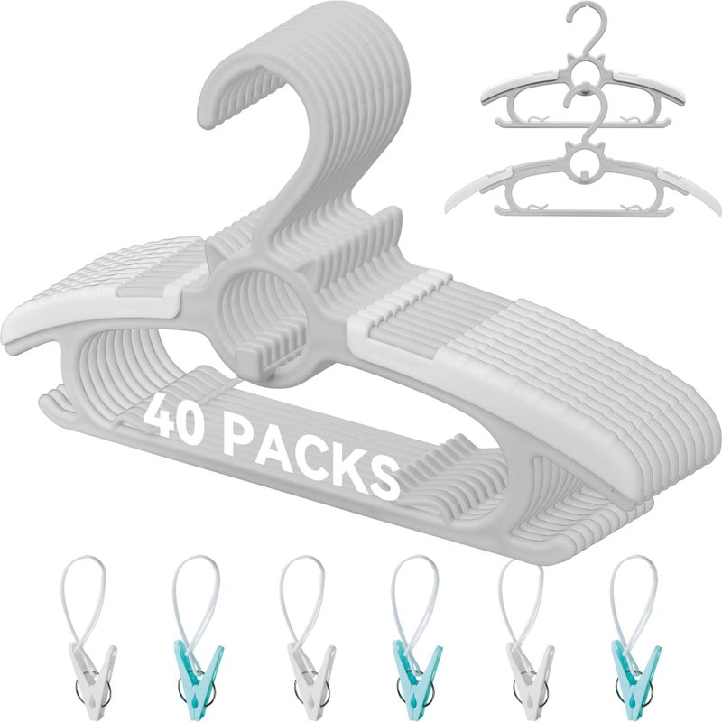Funamily Baby Hangers For Nursery Closet  Infant Hangers Extendable And Non-Slip For Newborn Toddler Kids Clothes 11""-14.6"" Adjustable Children Coat Pant Hanger For Girl And Boy Nursery Must Have (40Pcs Grey) - Image 1