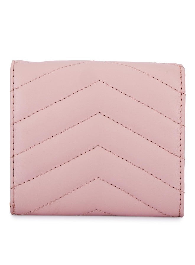 DANIEL KLEIN Women’s Chevron Textured One Fold Wallet - Pastel Pink - Image 4