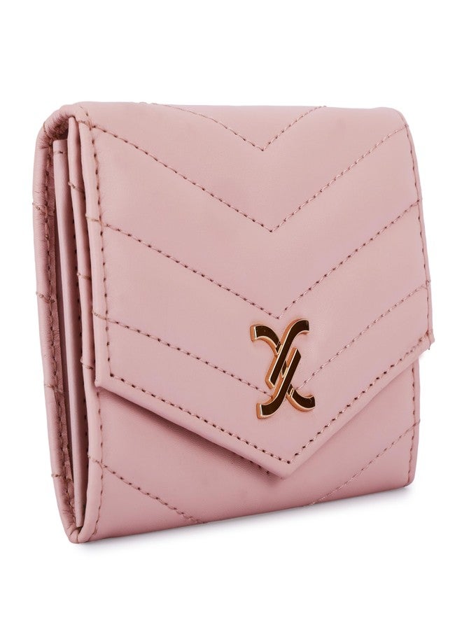 DANIEL KLEIN Women’s Chevron Textured One Fold Wallet - Pastel Pink - Image 3