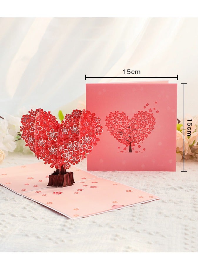 عيد الحب 3D يطفو على السطح بطاقة الحب, بطاقة عيد الحب الذكرى السنوية لشجرة القلب, بطاقة حب الزفاف لصديقة, لها, زوجة, زوج, الآباء, خطوبة, مع ملاحظة رسالة ومغلف - Image 1