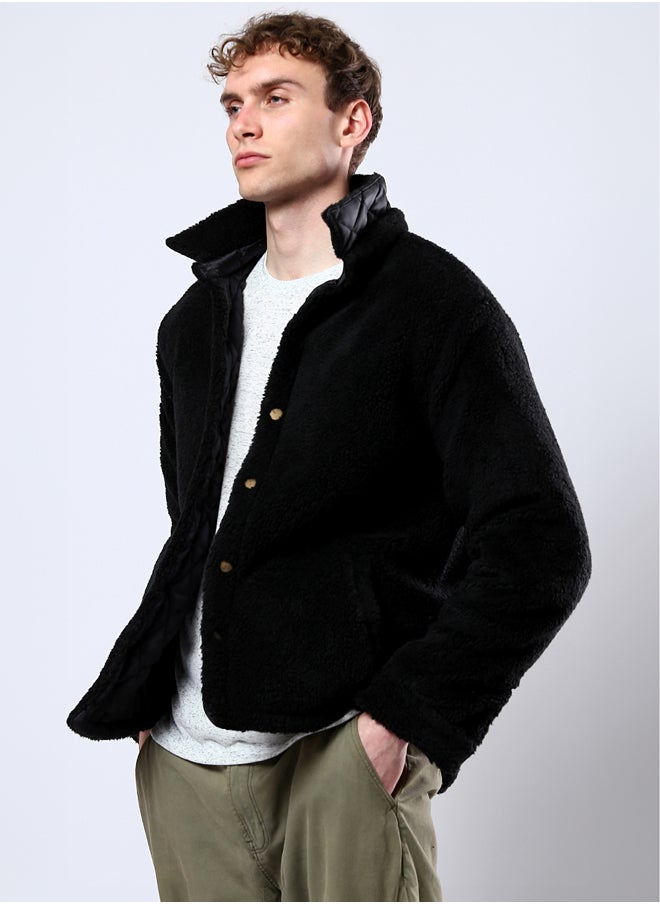 RAVIN Black Wool Coziness Buttoned Winter Jacket  - Image 2