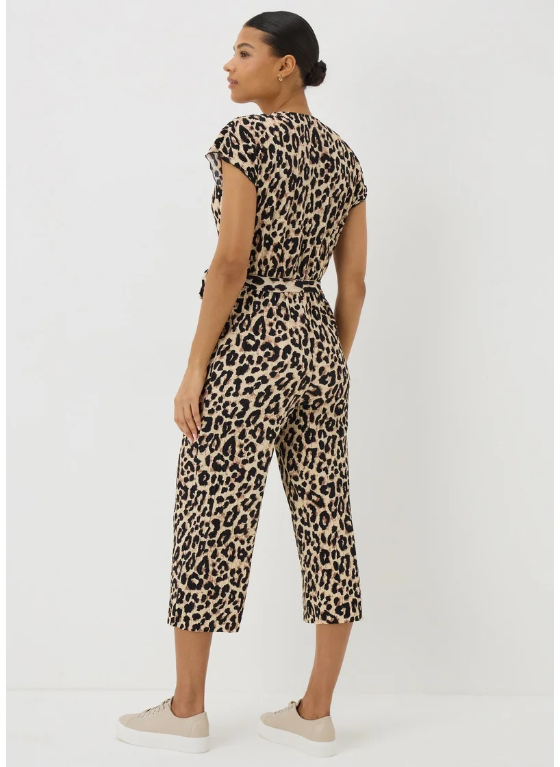 Matalan Brown Animal Print Plisse Culotte Jumpsuit