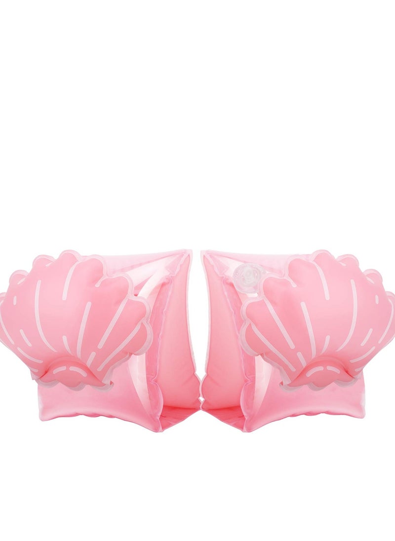 SYOSI Children'S Swimming Floats, Inflatable Swimming Arm Band Water Sports Learning Cartoon Shell Appearance Water Wings Swimming Training Aids (Pink, 1 Pair)  - Image 1