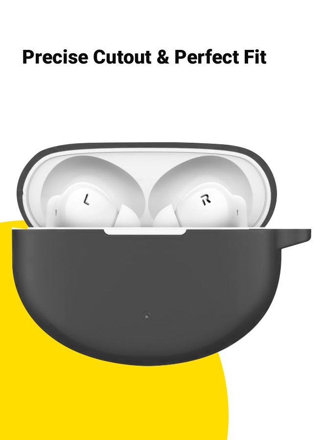 huanmate Oppo Enco Air 4 Silicone Case Cover - Black - Made with Soft Silicone, Lightweight & Durable - Stylish Design, Accurate Cut-outs, Easy Installation & Removal  - Image 2