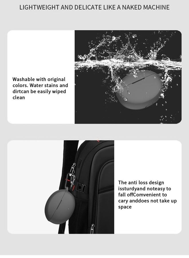 huanmate Oppo Enco Air 4 Silicone Case Cover - Black - Made with Soft Silicone, Lightweight & Durable - Stylish Design, Accurate Cut-outs, Easy Installation & Removal  - Image 5