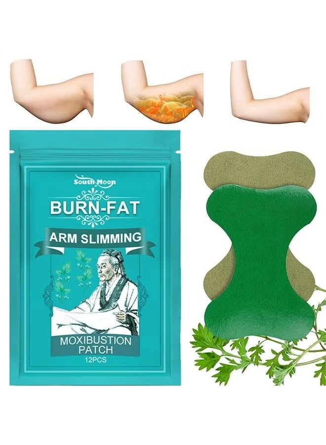 SOUTH MOON 12PCS Flabby Arms Tone Shape Herbal Patch, Burn-Fat Arm Slimming Moxibustion Patch, Moxibustion Patch For Quick Slimming And Shaping, Accelerate Metabolism Tighten Skin Weight Loss Patch - Image 1