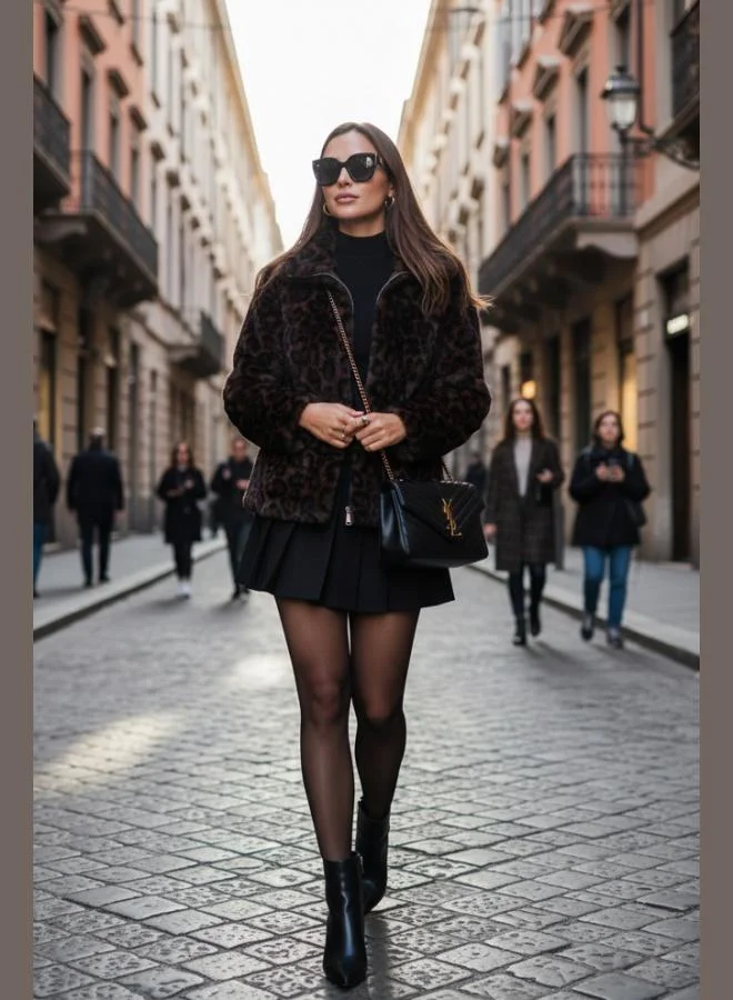 Lela Lela Oversize Fit Stand Collar Zippered Fur Women's FUR 497ZETA