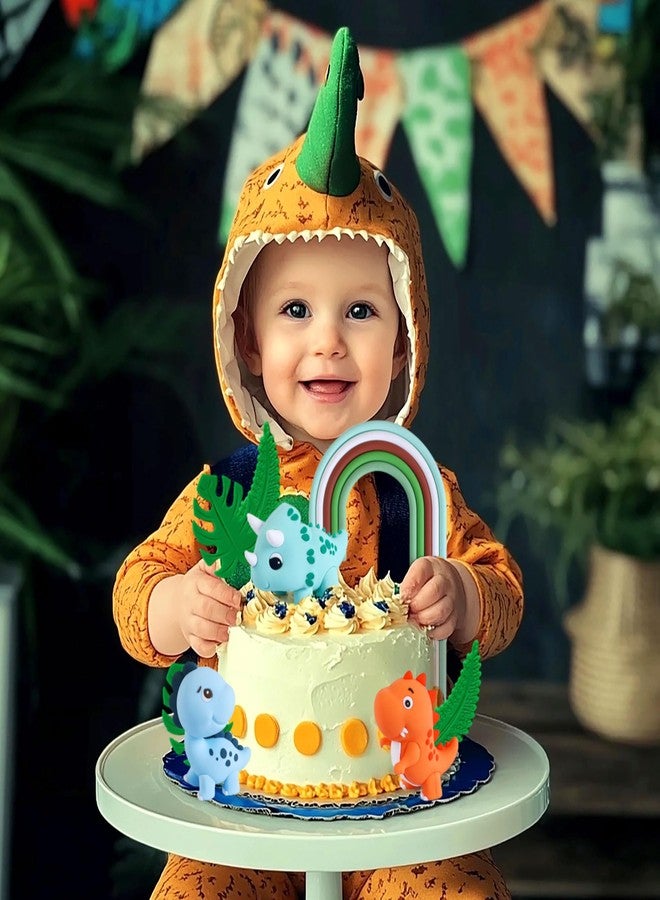 Roaring Good Time Dinosaur Cake Decorations Dinosaur Cupcake Topper Green Orange Yellow Cake Toppers for Birthday Baby Shower Party Supplies - Image 3
