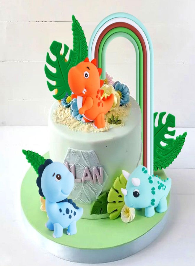 Roaring Good Time Dinosaur Cake Decorations Dinosaur Cupcake Topper Green Orange Yellow Cake Toppers for Birthday Baby Shower Party Supplies - Image 5