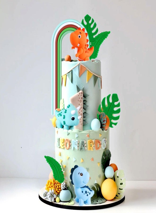 Roaring Good Time Dinosaur Cake Decorations Dinosaur Cupcake Topper Green Orange Yellow Cake Toppers for Birthday Baby Shower Party Supplies - Image 4