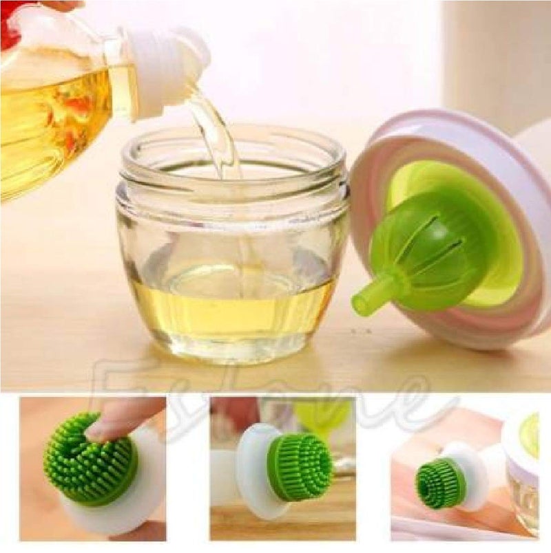 Deoxys Oil Bottle and Brush Set Basting Brush Silicone Pastry Baking Brush BBQ Sauce Marinade Meat Glazing Oil Brush Silicone Honey Oil Bottle Vinegar Pump Dispenser with Brush - Image 2
