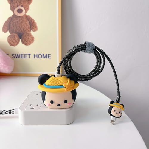 CERLINK Cable Protector for Apple iPhone Charger 20W/18W Type C, 3D Cute Cartoon Case Adaptor Cover Full Cable Connection Protectors Protective Protection Wire Sleeves Guard (Hat Mouse) - Image 3