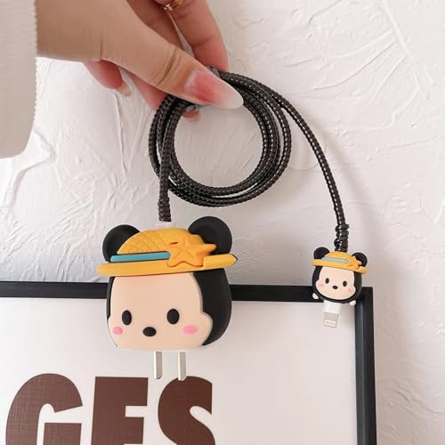 CERLINK Cable Protector for Apple iPhone Charger 20W/18W Type C, 3D Cute Cartoon Case Adaptor Cover Full Cable Connection Protectors Protective Protection Wire Sleeves Guard (Hat Mouse) - Image 5