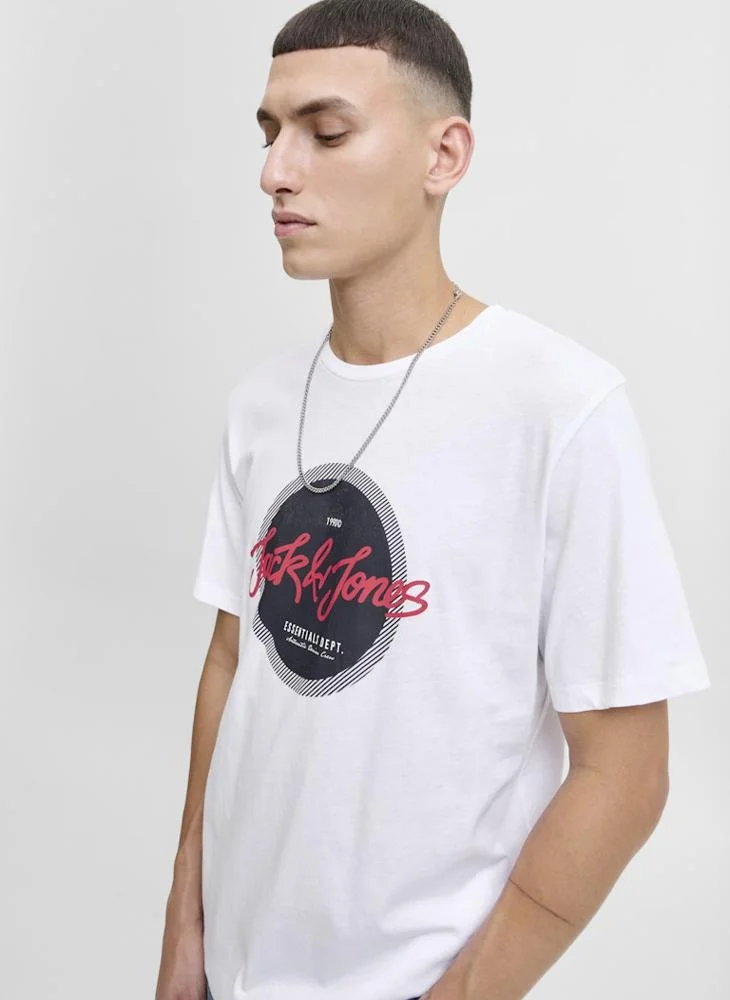 JACK & JONES  Logo Regular Fit Crew Neck T-Shirt for Men | Best Price UAE
