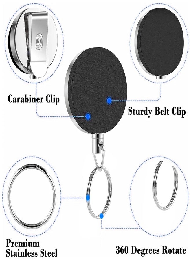 Spotink Metal Black Retractable Reel ID Card Holder, ID Badge Holder with Back Belt Clip, Card Holders (Pack of 2) - Image 3